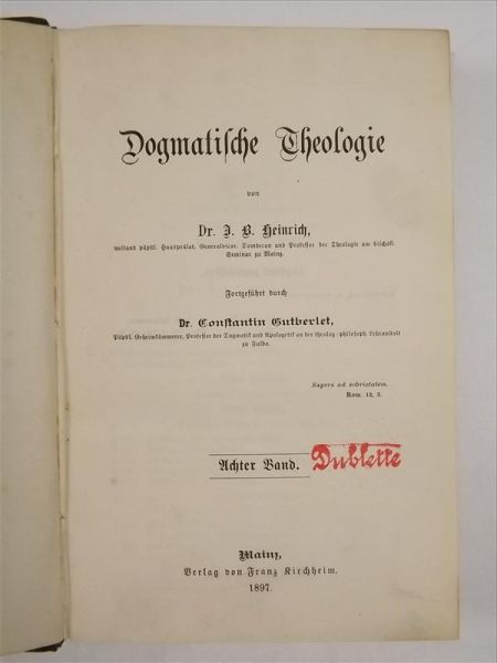 Henrich J. - Dogmatische Theologie, 1897 r.