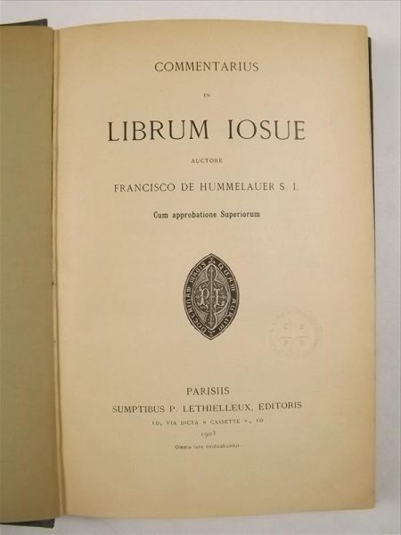 Commentarius in Librum Iosue, 1903 r.