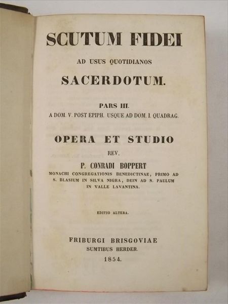 Scutum Fidei Ad Usus Quotidianos Sacerdotum Opera et Studio, Pars III, 1854 r.