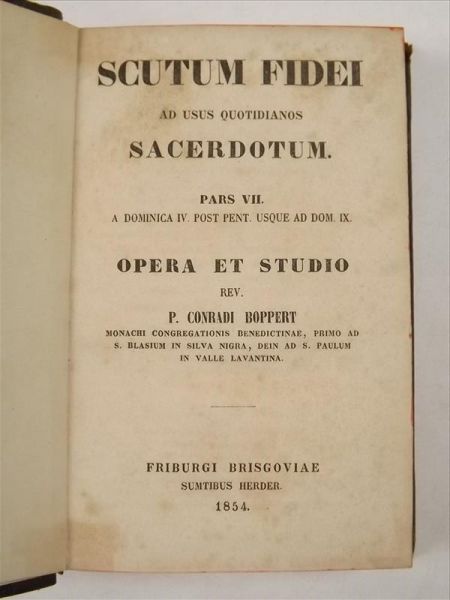 Scutum Fidei Ad Usus Quotidianos Sacerdotum Opera et Studio, Pars VII, 1854 r.