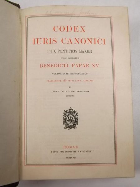 Ciceronis Tulli Codex Iuris Canonici PII X Pontificis Maximi, 1917 r.