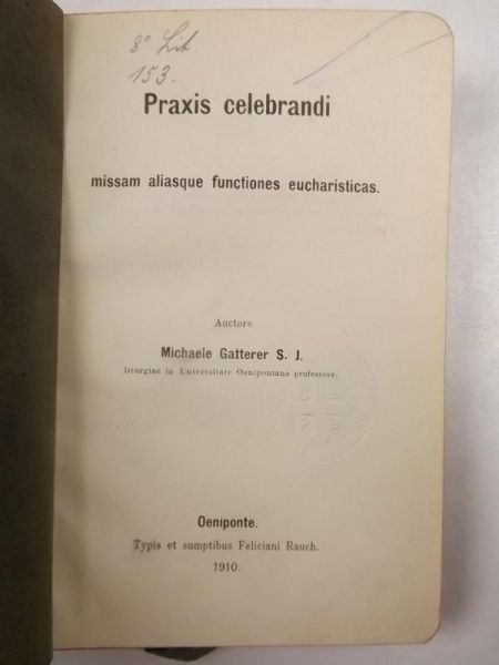 Praxis celebrandi missam aliasque functiones eucharisticas, 1910 r.