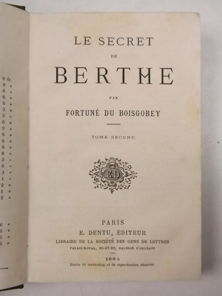 Le Secret de Berthe par Fortune du Boisgobey, 1884 r.