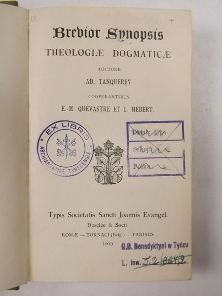 Brevior synopsis theologiae dogmaticae, 1913 r.