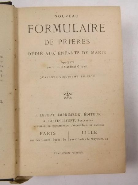 Giraud Cardinal - Nouveau Formulaire De Prieres Dedie Aux Enfants De Marie, 1845 r.