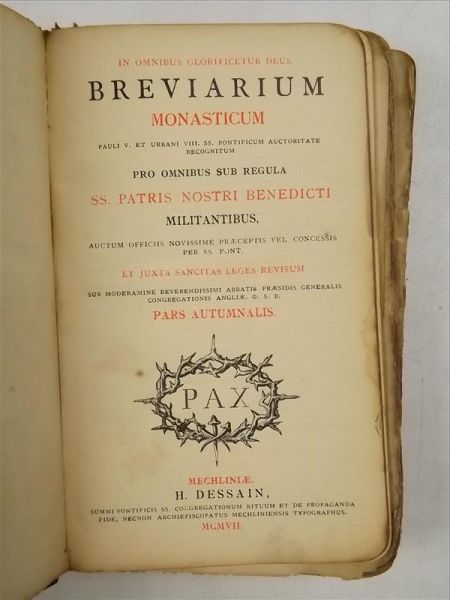 Breviarium Monasticum,1907 r.