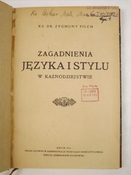 Zagadnienia języka i stylu w kaznodziejstwie, 1923 r.