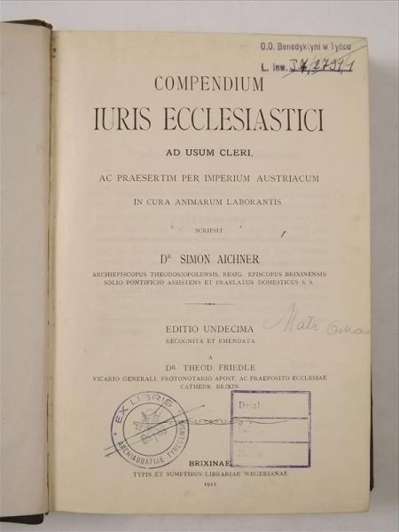 Compendium Juris Ecclesiastici  , 1911 r.