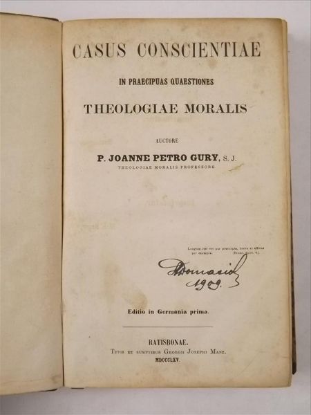 Casus Conscientiae in Praecipuas Quaestiones Theologiae Moralis, 1865