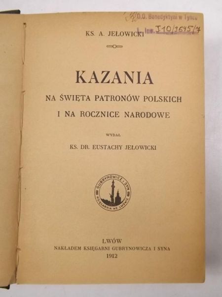 Kazania na święta patronów i na rocznice narodowe, 1912 r.