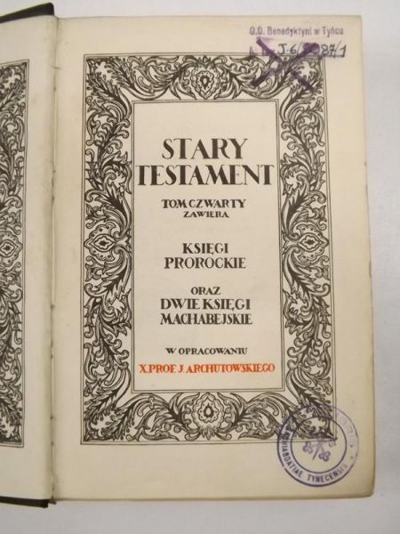 Stary Testament, tom 4, 1929 r.
