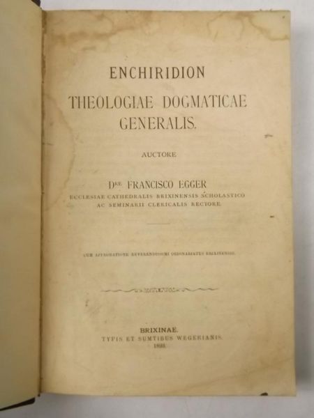 Enchiridion Theologiae Dogmaticae Generalis, 1893 r.