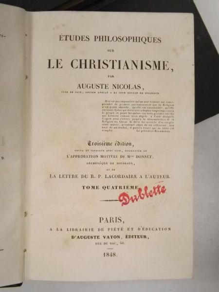Etudes Philosophiques sur le Christianisme, t. 1-4,1847-8 r.