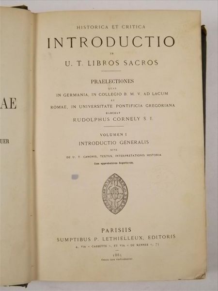 Historia et Critica Introductio in U. T. Libros Sacros, 1885 r.