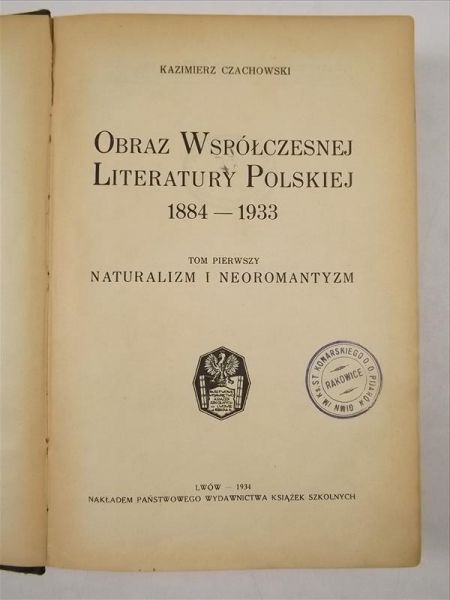 Obraz Współczesnej Literatury Polskiej 1884-1933, 1934 r.