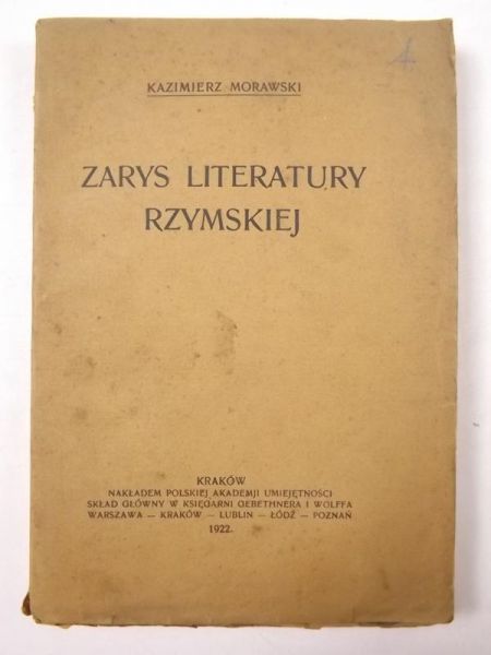 Zarys literatury rzymskiej, 1922 r.
