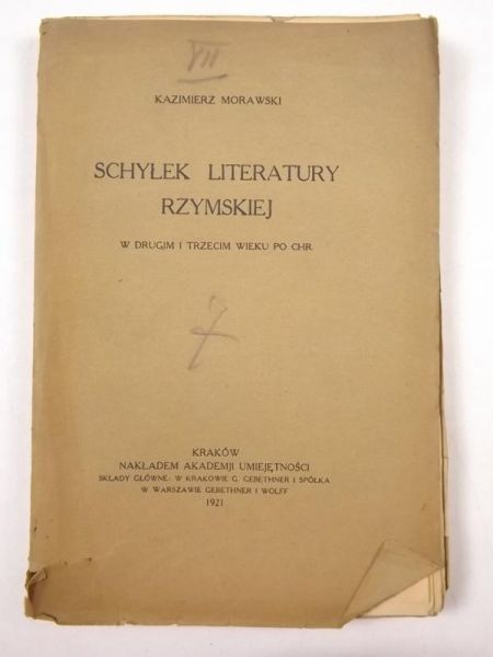 Schyłek literatury rzymskiej, 1921 r.