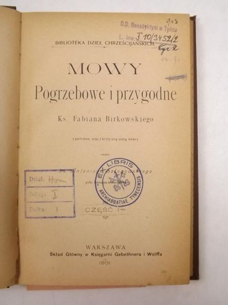 Birkowski Fabian - Mowy pogrzebowe i przygodne, cz. 1, 1901 r.