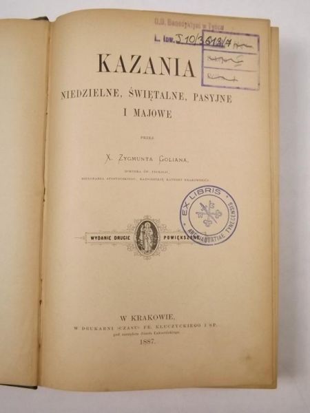 Kazania niedzielne, świętalne, pasyjne i majowe, 1887 r.