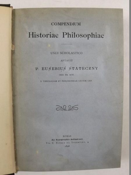 Compendium Historiae Philosophiae, 1898 r.