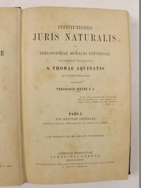 S. Thomae Aquinatis. Institutiones Juris Naturalis, 1885 r.