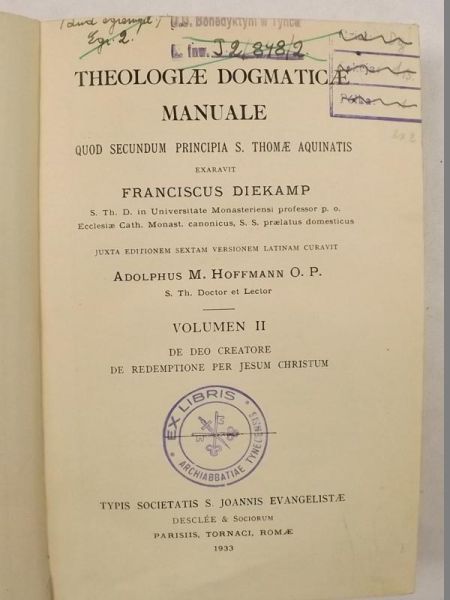 Theologiae Dogmaticae Manuale N. 615 (II), 1933 r.
