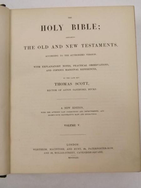 The Holy Bible, containing the Old and New Testaments, vol. V, 1861 r.