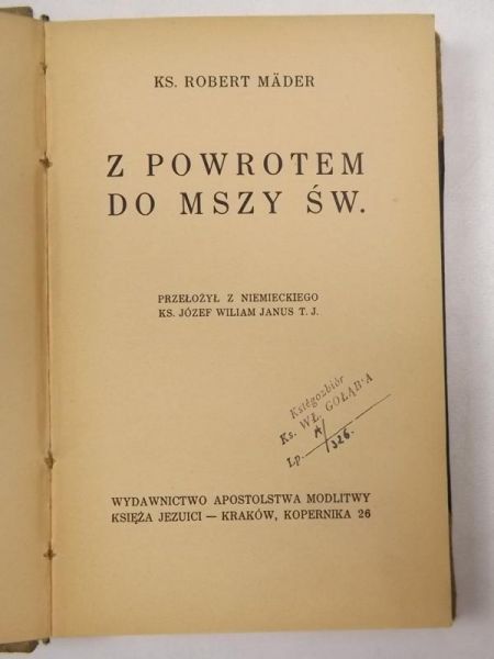Mäder Robert - Z powrotem do Mszy św, 1938 r.
