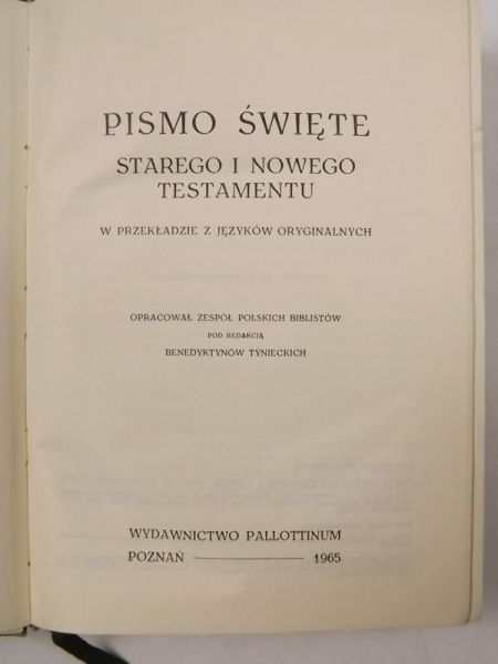 Biblia Tysiąclecia. Pismo Święte Starego i Nowego Testamentu, 1965 r.