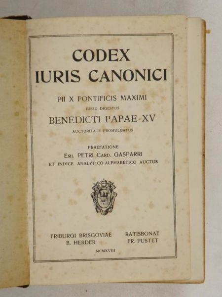 Codex Iuris Canonici: PII X Pontificis Maximi, 1918 r.