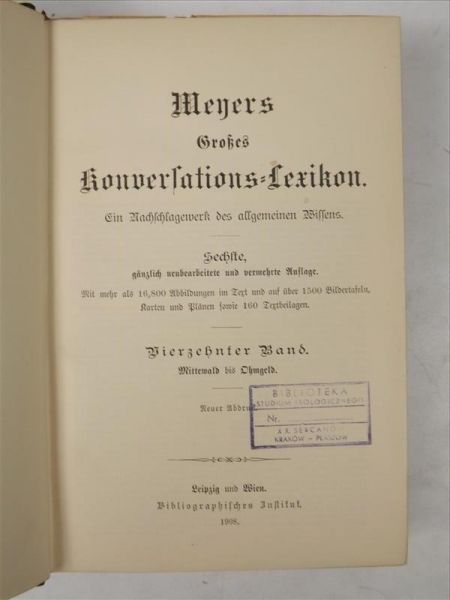 Meyers Konversations-Lexikon Band 19 Sternberd bis Vectro, 1909 r.