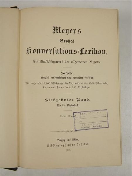Meyers Konversations-Lexikon Band 17 Rio bis Schonebeck, 1909 r.