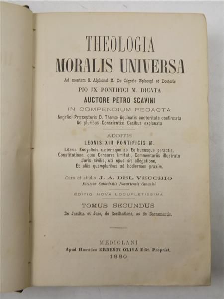 Theologia Moralis Universa, t. II, 1880 r.
