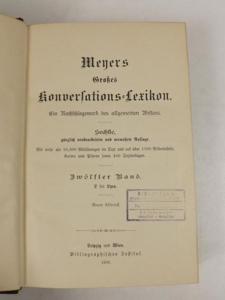 Meyers Konversations-Lexikon Band 12  L bis Lyra, 1906 r.
