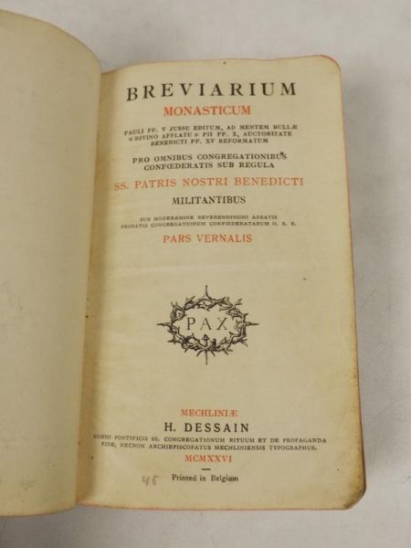 Breviarium Monasticum, 1926 r.
