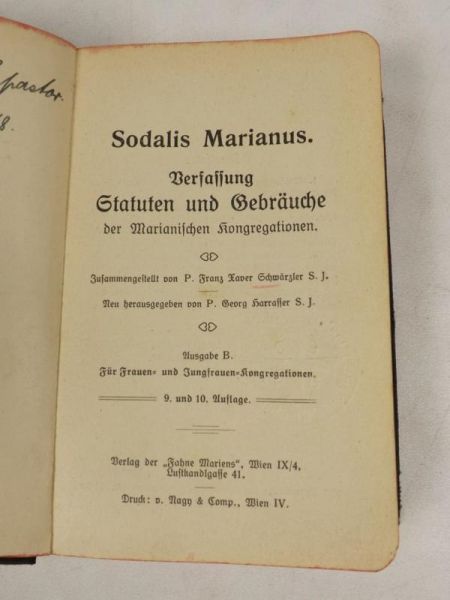 Sodalis Marianus. Verfassung Statuen und Bebrauche, 1911 r.