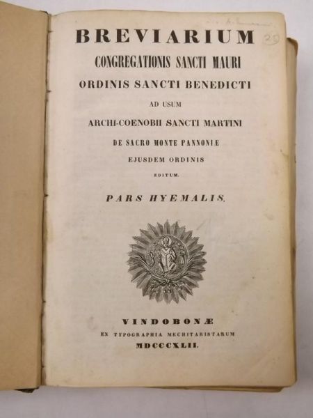 Breviarium Congregationis Sancti Mauri, Ordinis Sancti Benedicti, 1842 r.