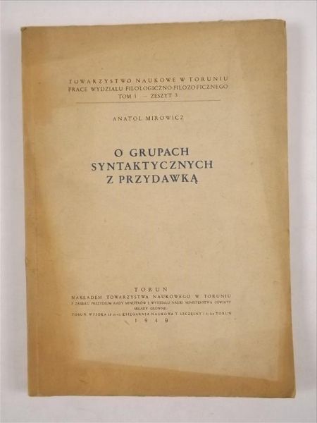 O grupach syntaktycznych z przydawką, 1949 r.