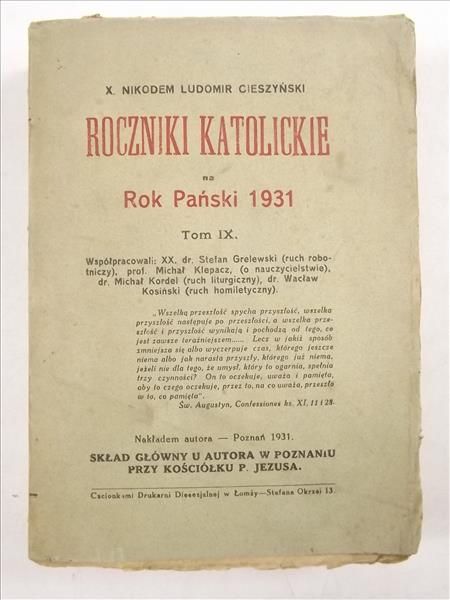 Roczniki katolickie na Rok Pański, 1931 r.