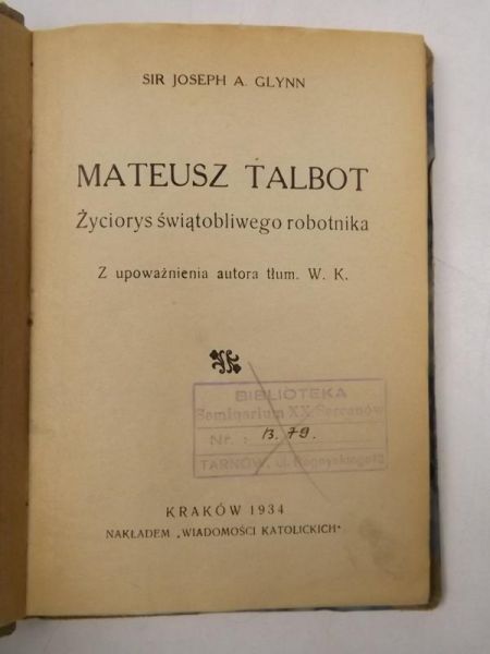 Glynn Joseph - Mateusz Talbot, 1934 r.