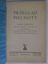 Przegląd Piechoty - Miesięcznik zeszyt 9 1947 r.