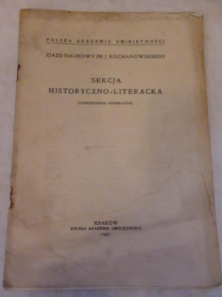 Dobrzycki Stanisław - Sekcja historyczno-literacka (streszczenia referatów) 1930 r.