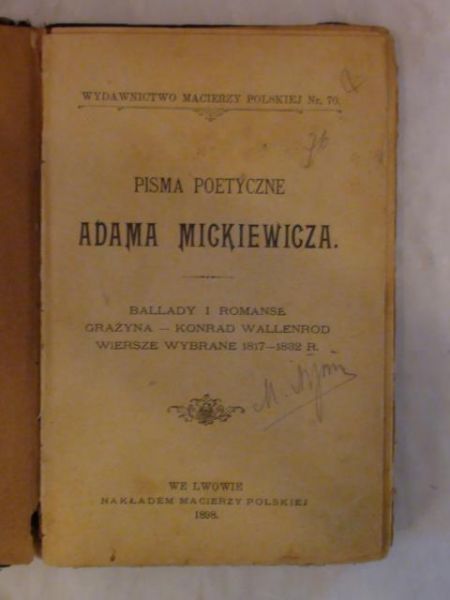Mickiewicz Adam - Pisma poetyczne 1898r.
