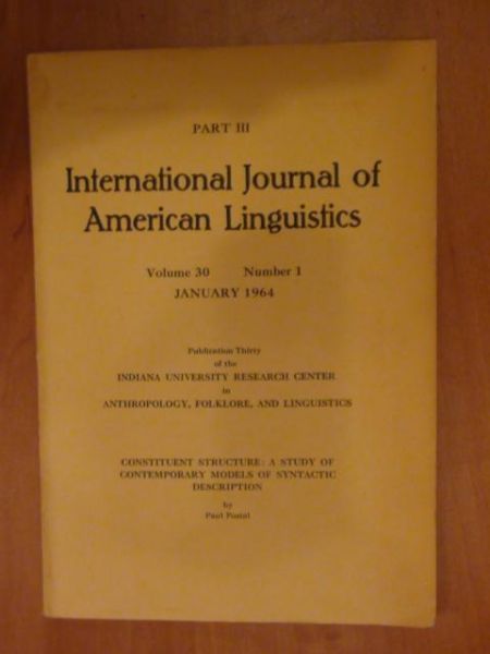 International journal of american linguistics – part III