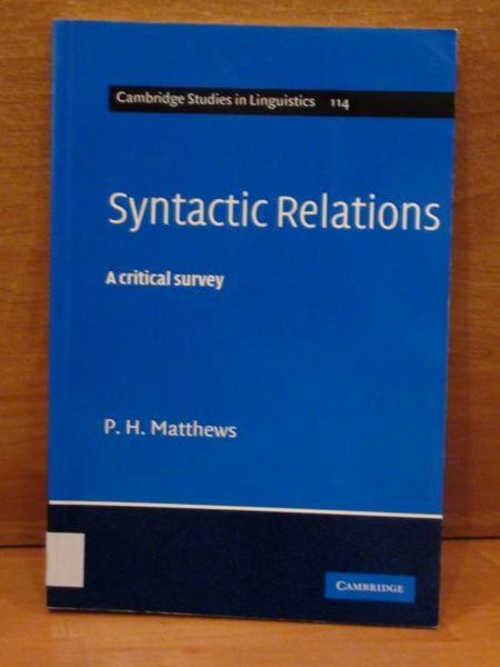 Syntactic Relations.A critical survey