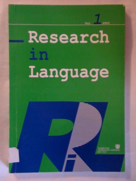 Lewandowska- Tomaszczyk B., Stalmarczyk P. - Research in language, vol. 1