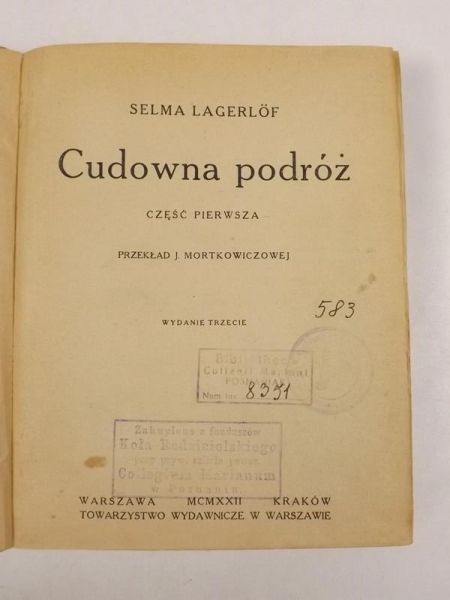 Lagerlof Selma - Cudowna podróż, cz. 1, 1922 r.