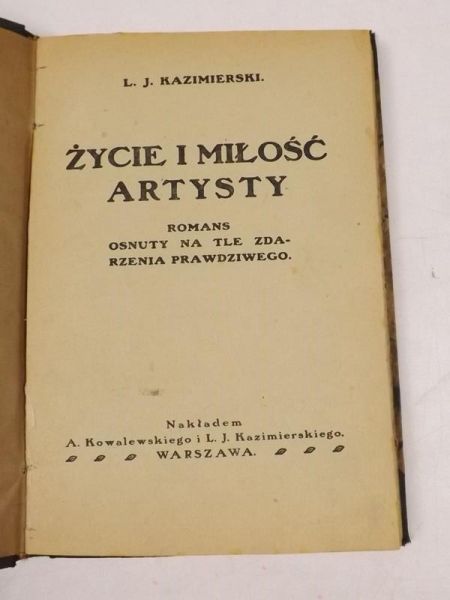 Życie i miłość artysty, 1923 r.
