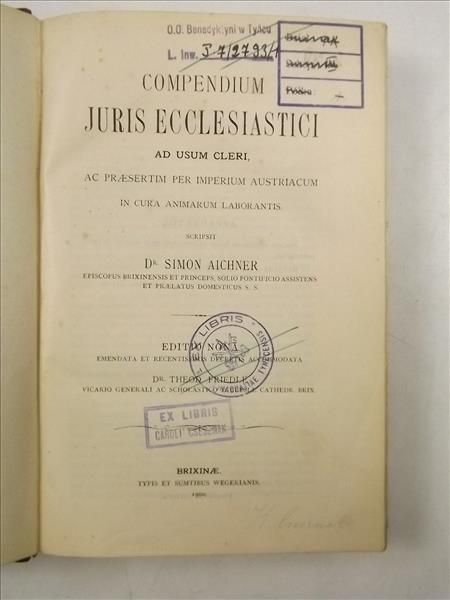 Compendium Juris Ecclesiastici  , 1900 r.