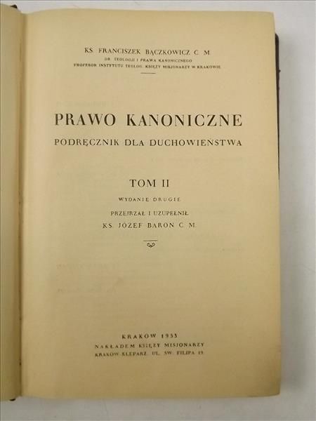 Prawo kanoniczne, t.II, 1933 r.